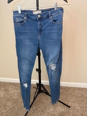 Free People Skinny Distressed Blue Jeans